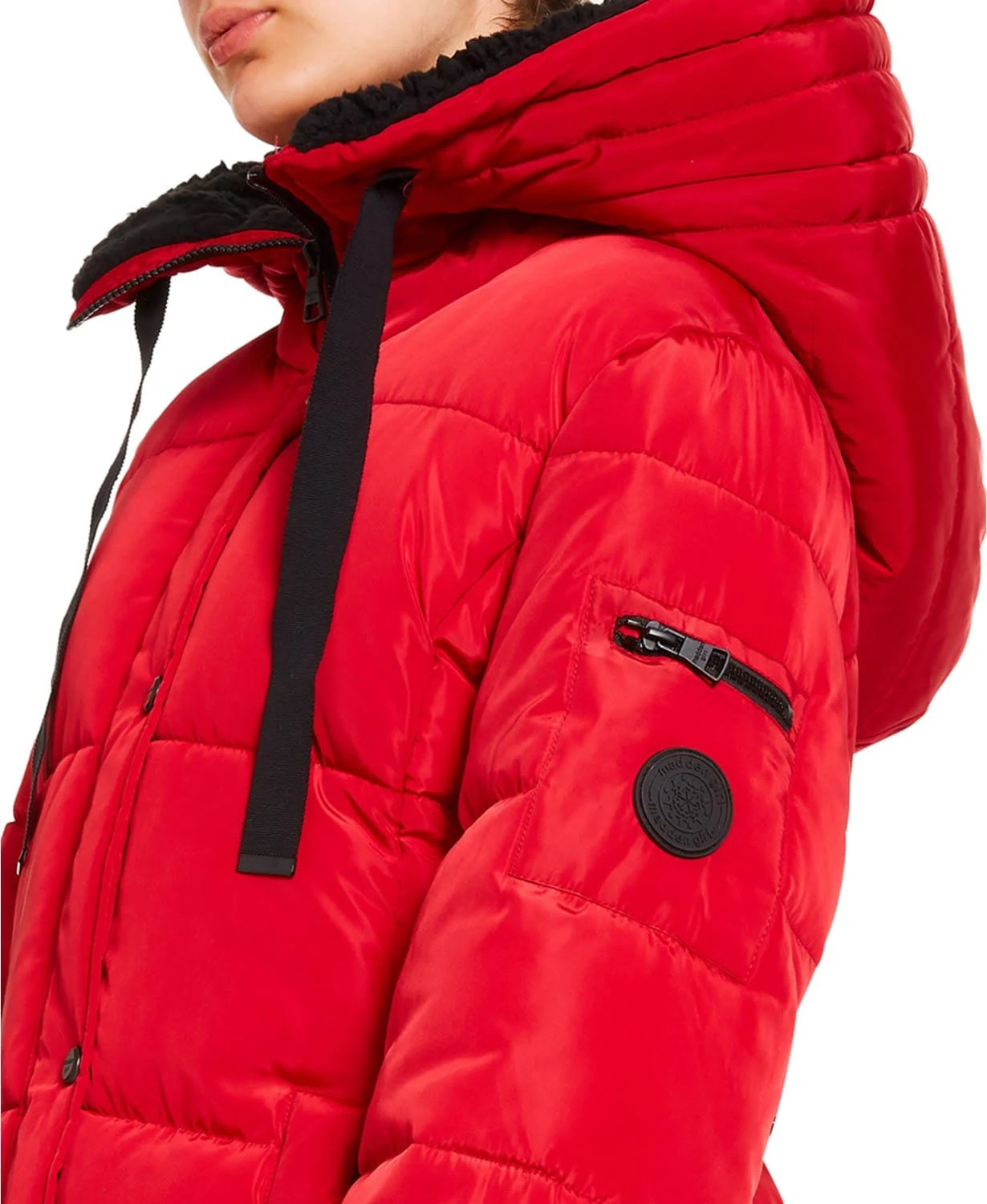Madden Girl Juniors Faux Fur Lined Hooded Puffer Coat Red DNE2S 4Q122 42.52